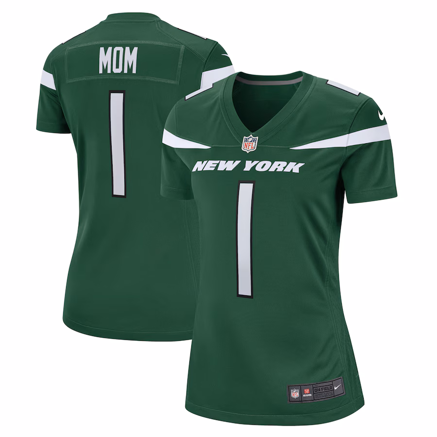 Women's New York Jets Number 1 Mom Nike Gotham Green Game Jersey - SUjersey01