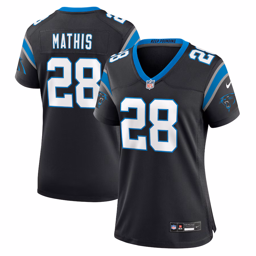 Women's Carolina Panthers Damarri Mathis Nike Black Team Game Jersey - SUjersey01