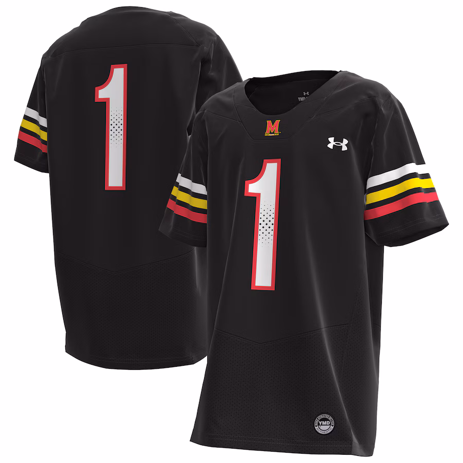 Youth Under Armour #1 Black Maryland Terrapins Replica Football Jersey - SUjersey01