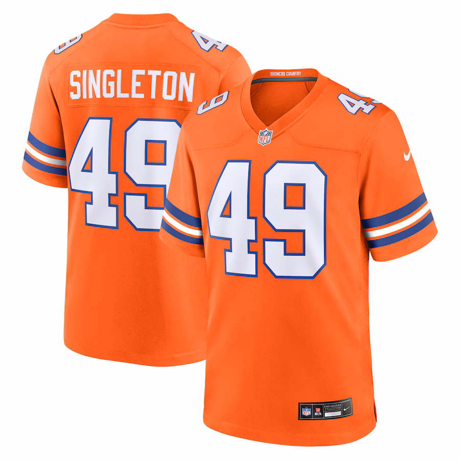 Men's Denver Broncos Alex Singleton Nike Orange Mile High Collection 1977 Throwback Player Game Jersey - SUjersey01