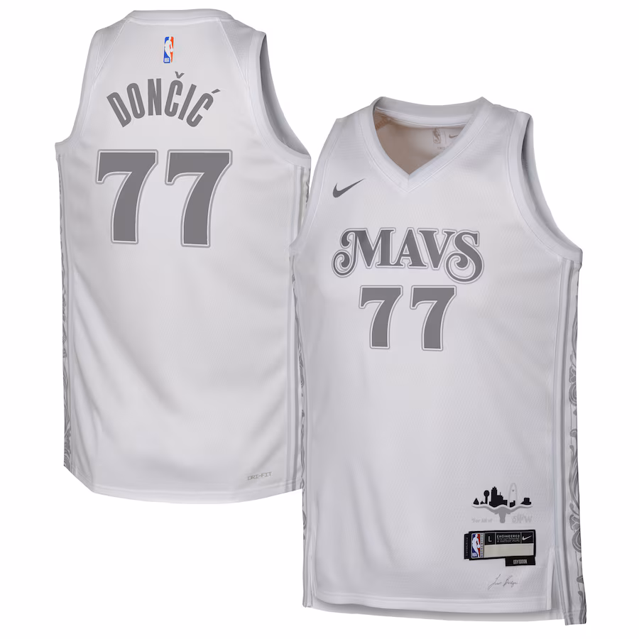 Youth Dallas Mavericks Luka Dončić Nike White 2024/25 Swingman Player Jersey - City Edition - SUjersey01
