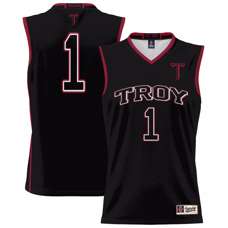 #1 Troy University Trojans GameDay Greats Unisex Lightweight Basketball Jersey - Black - SUjersey01