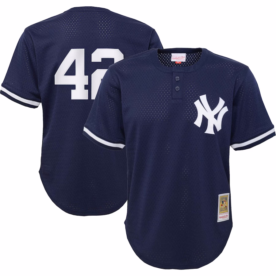 Youth New York Yankees Mariano Rivera Mitchell & Ness Navy Cooperstown Collection Mesh Batting Practice Jersey - SUjersey01