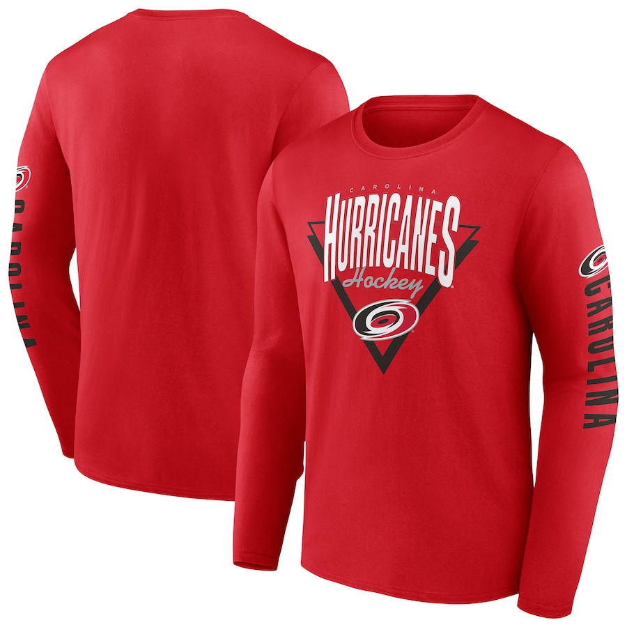 Men's Carolina Hurricanes Fanatics Red Headline Long Sleeve T-Shirt - SUjersey01