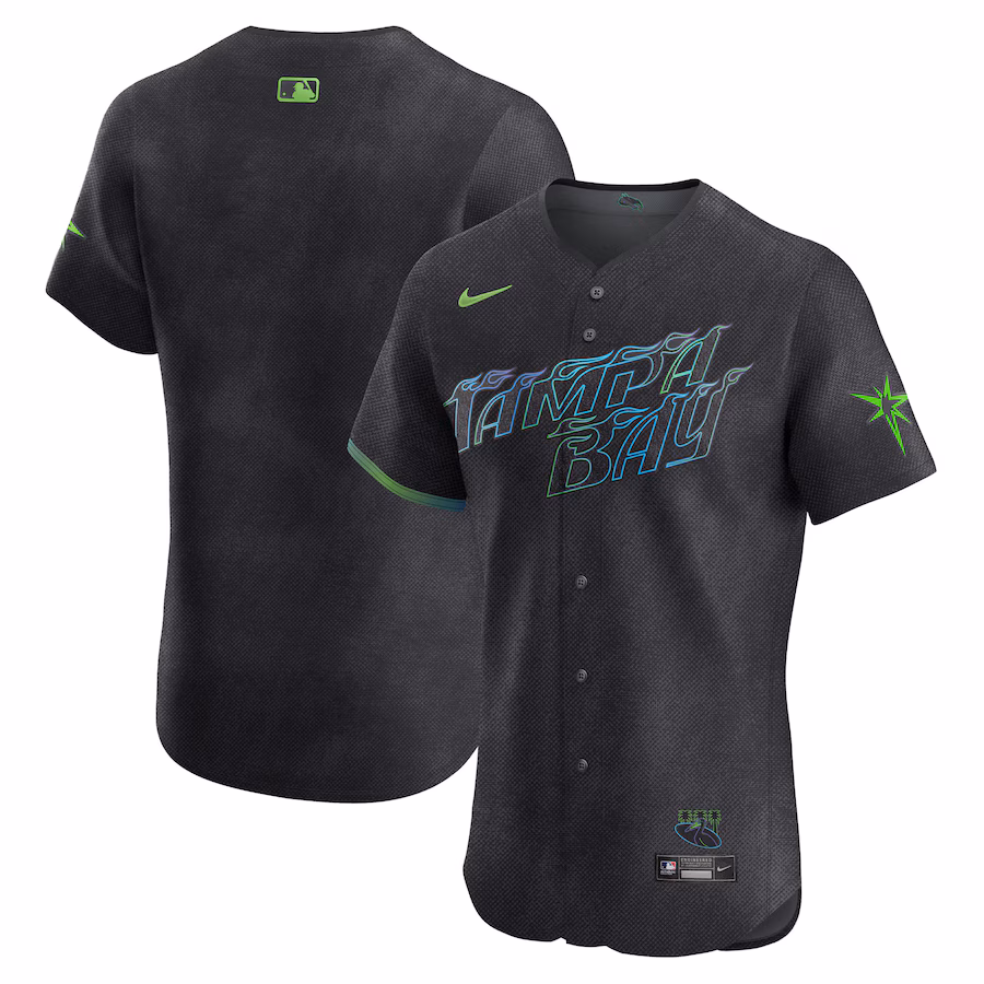 Men's Tampa Bay Rays Nike Charcoal 2024 City Connect Elite Jersey - SUjersey01
