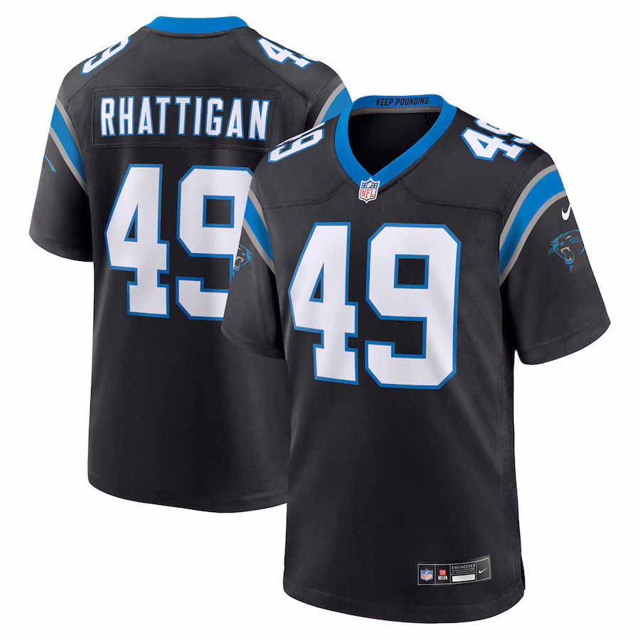 Men's Carolina Panthers Jon Rhattigan Nike Black Game Jersey - SUjersey01