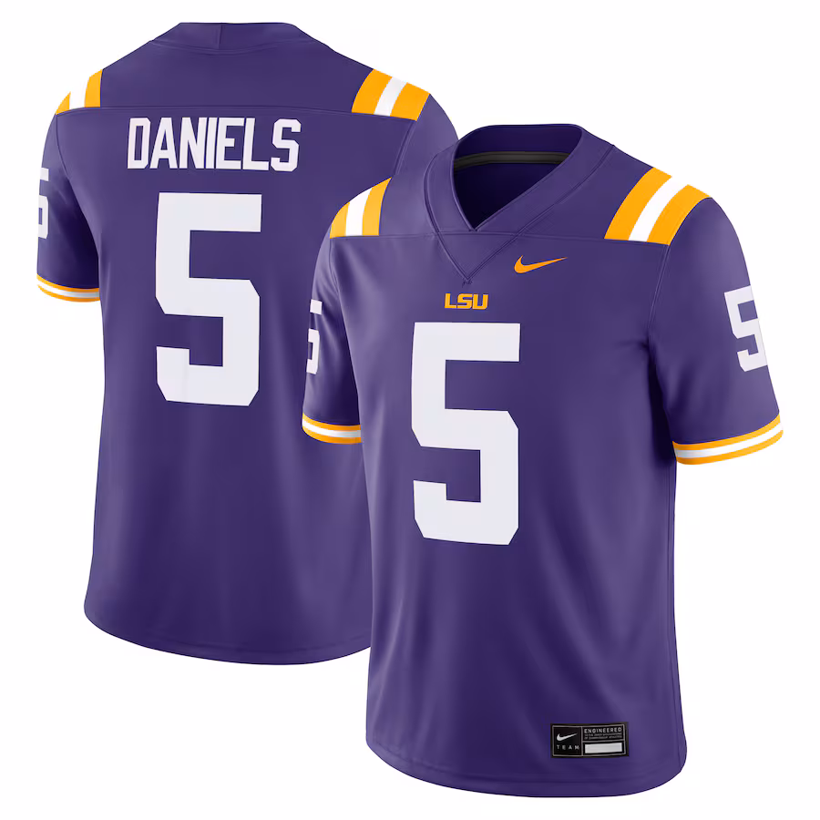 Men's Nike Jayden Daniels Purple LSU Tigers Player Game Jersey - SUjersey01