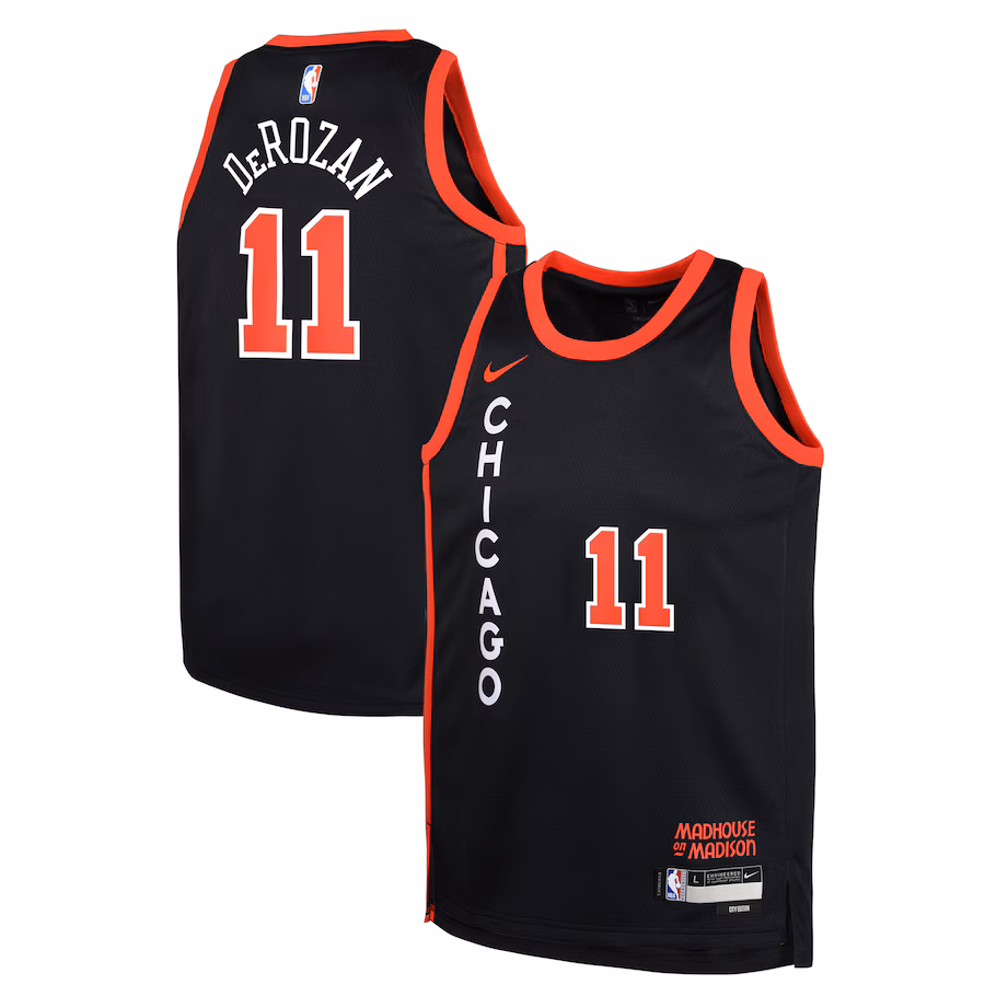 Youth Chicago Bulls DeMar DeRozan Nike Black  Swingman Replica Jersey - City Edition - SUjersey01