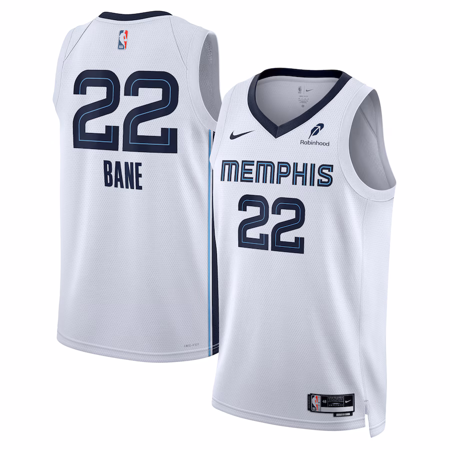 Unisex Memphis Grizzlies Desmond Bane Nike White Swingman Badge Player Jersey - Association Edition - SUjersey01