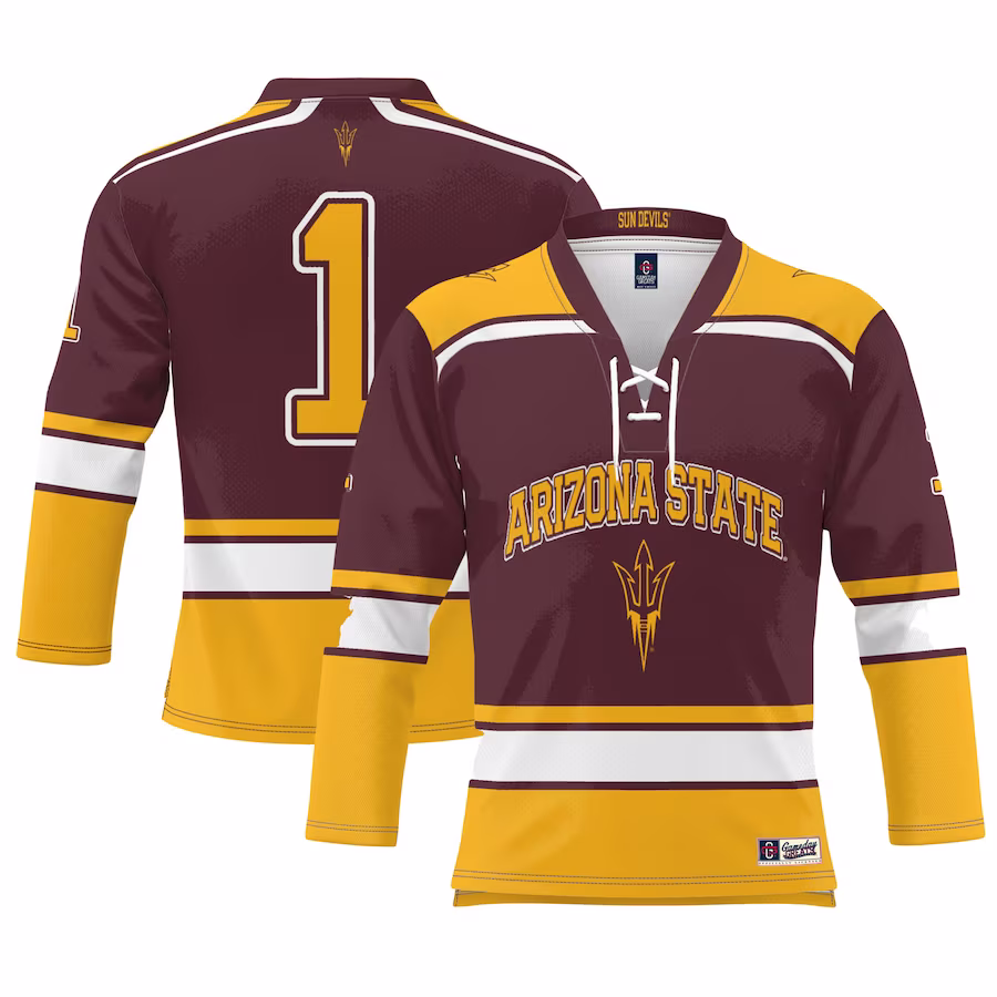 #1 Arizona State Sun Devils GameDay Greats Youth Ice Hockey Jersey - Maroon - SUjersey01