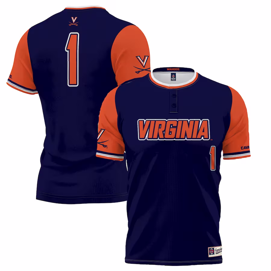 #1 Virginia Cavaliers GameDay Greats Unisex Lightweight Softball Jersey - Navy - SUjersey01