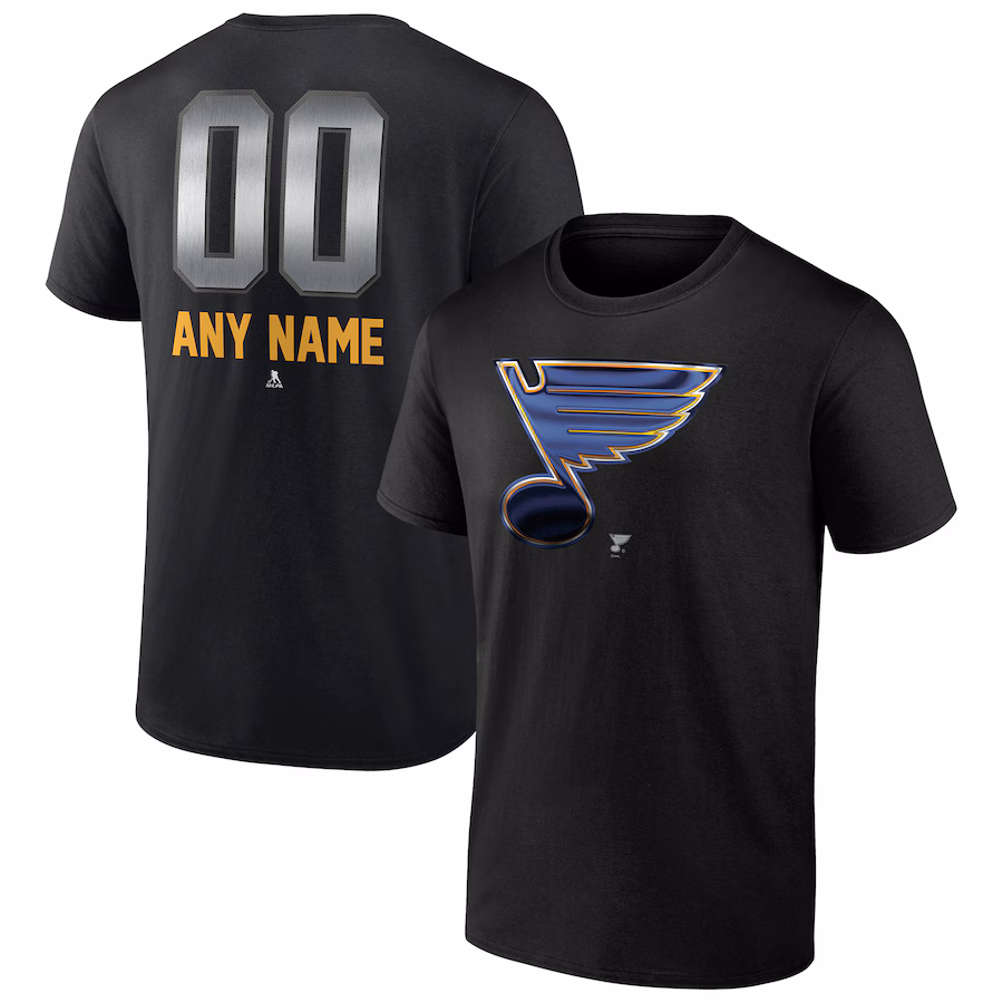 Men's St. Louis Blues Black Personalized Midnight Mascot Logo T-Shirt - SUjersey01