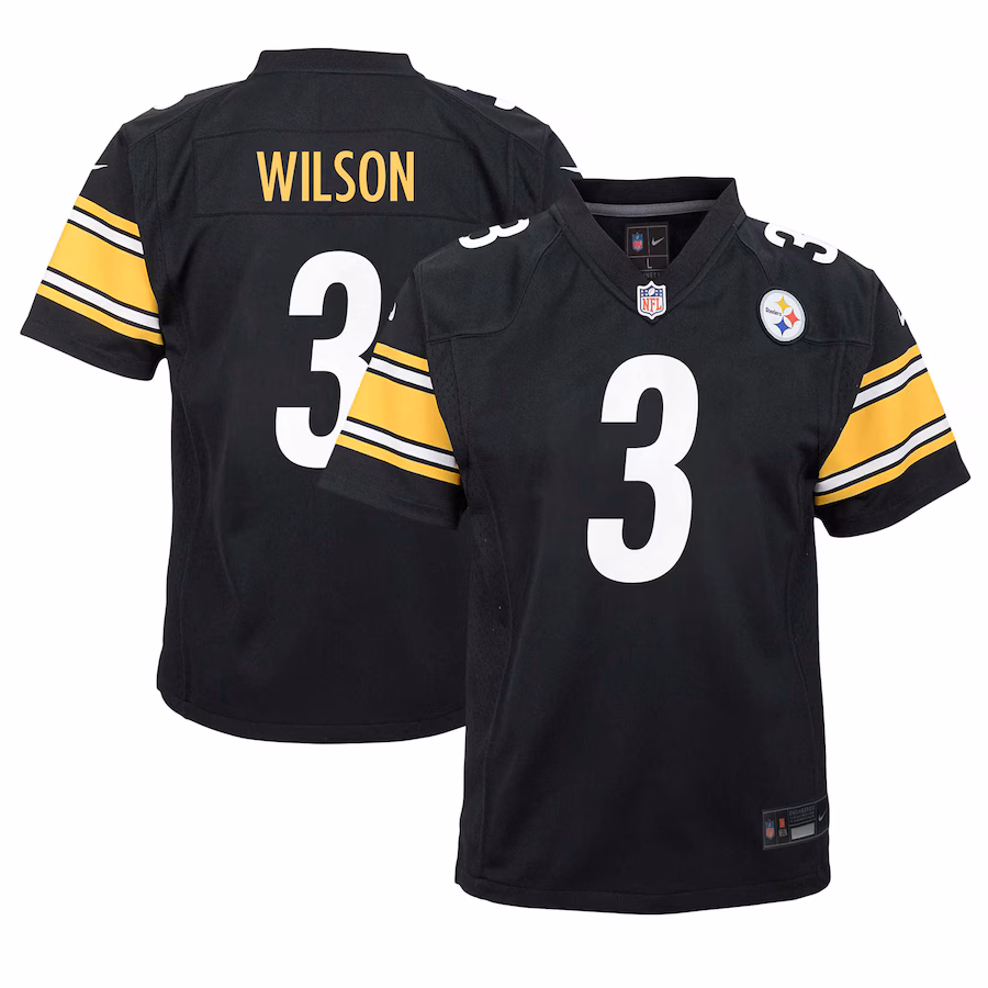 Youth Pittsburgh Steelers Russell Wilson Nike Black Team Player Game Jersey - SUjersey01