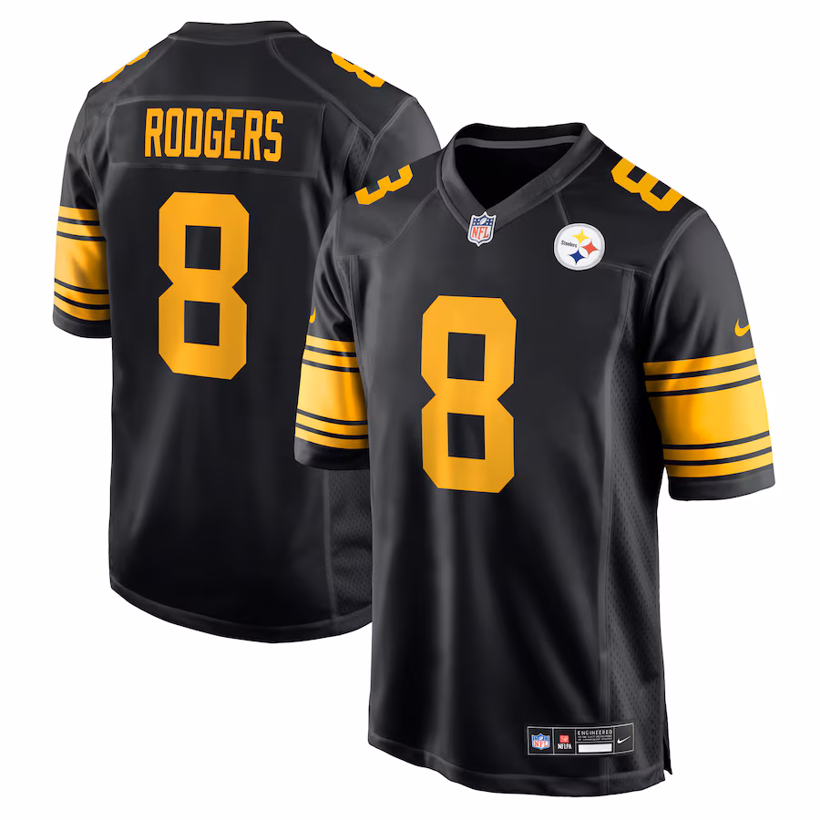 Men's Pittsburgh Steelers Aaron Rodgers Nike Black Alternate Game Jersey - SUjersey01