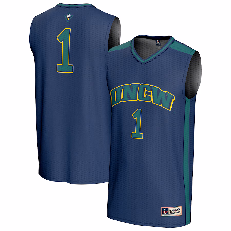 Youth GameDay Greats #1 Navy UNC Wilmington Seahawks Lightweight Basketball Fashion Jersey - SUjersey01