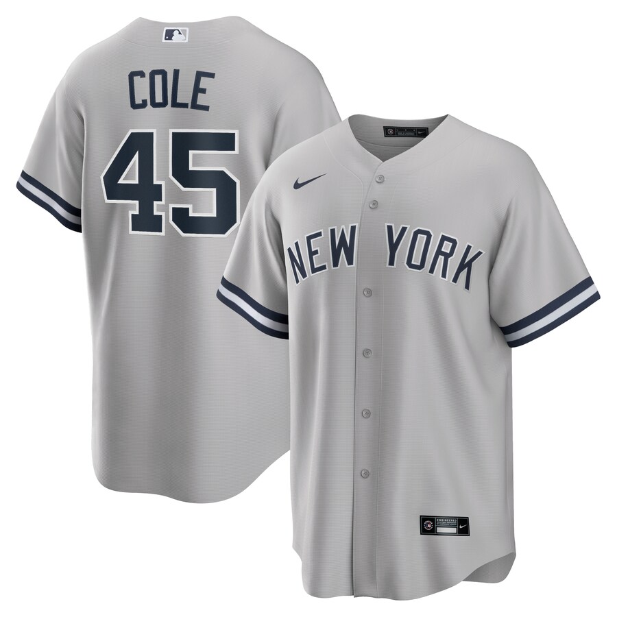 Men's New York Yankees Gerrit Cole Nike Gray Road Replica Player Name Jersey - SUjersey01