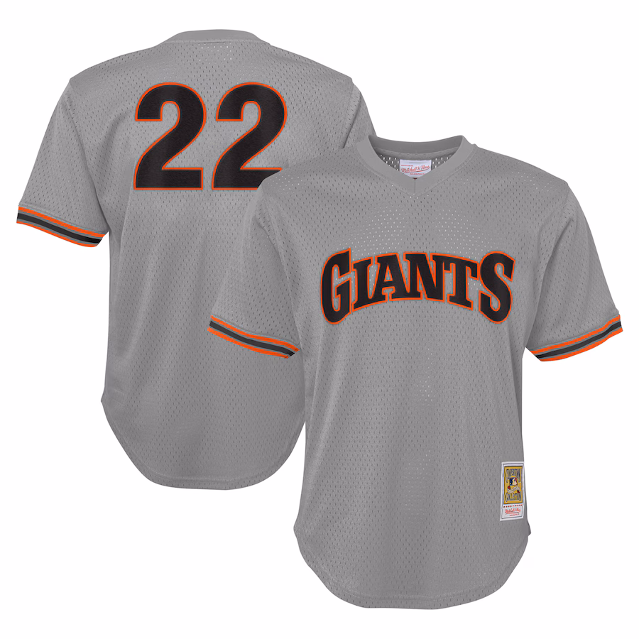 Youth San Francisco Giants Will Clark Mitchell & Ness Gray Cooperstown Collection Mesh Batting Practice Jersey - SUjersey01