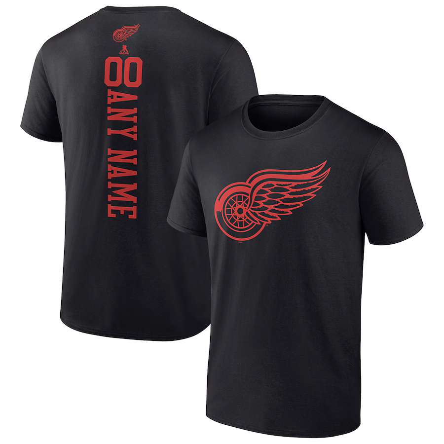 Men's Detroit Red Wings Black Personalized One Color T-Shirt - SUjersey01