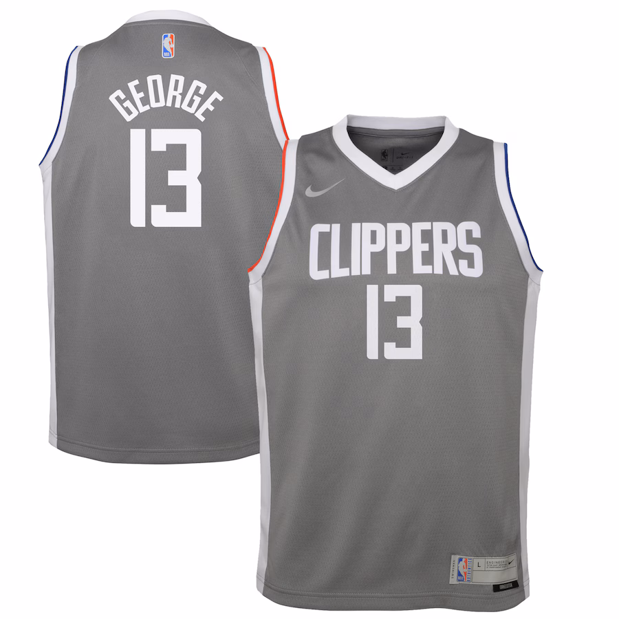 Youth LA Clippers Paul George Nike Gray 2020/21 Swingman Player Jersey - Earned Edition - SUjersey01