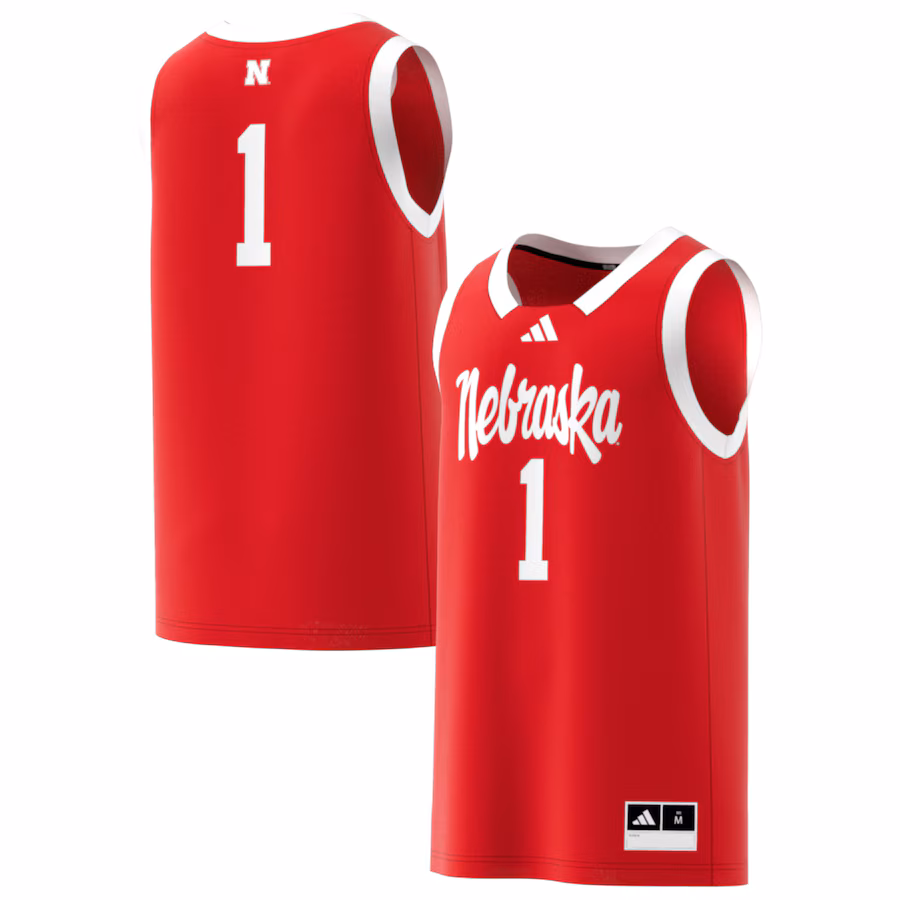 Men's adidas #1 Scarlet Nebraska Huskers Replica Swingman Jersey - SUjersey01