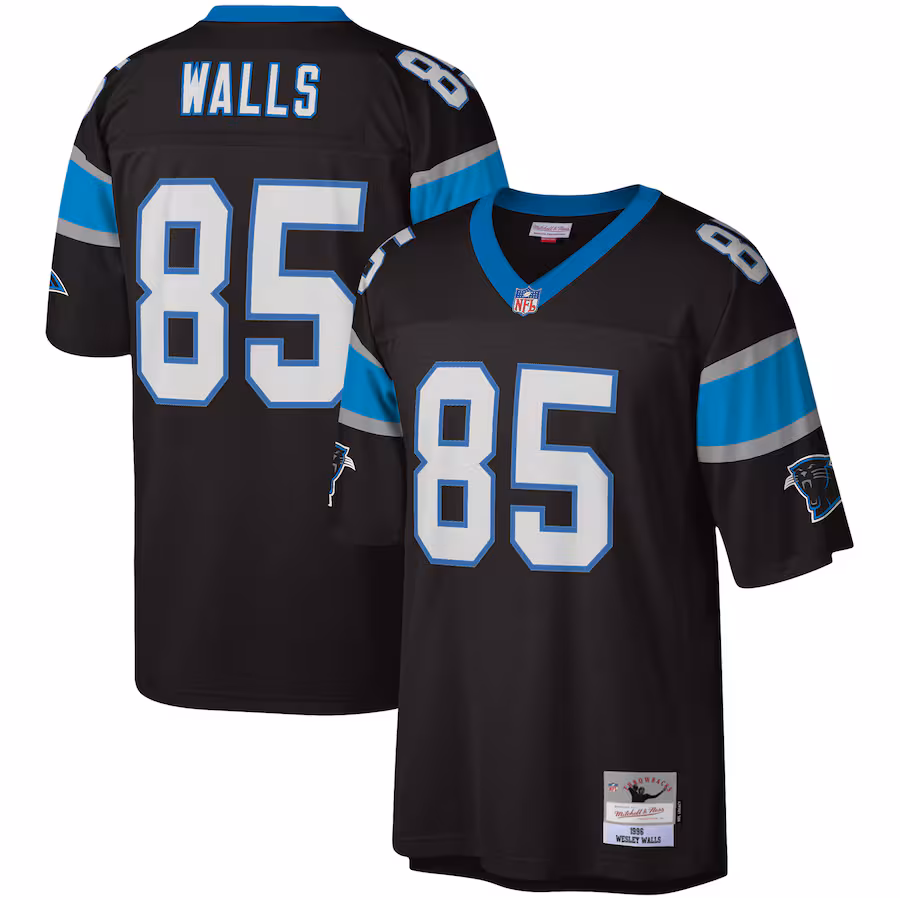 Men's Carolina Panthers Wesley Walls Mitchell & Ness Black Legacy Replica Jersey - SUjersey01