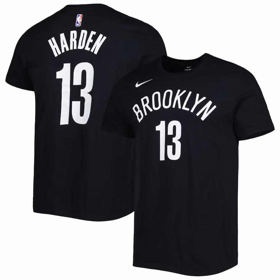 Men's Brooklyn Nets James Harden Nike Black Diamond Icon Name & Number T-Shirt - SUjersey01