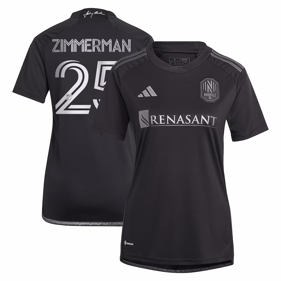 Women's Nashville SC Walker Zimmerman adidas Black 2023 Man In Black Kit Replica Player Jersey - SUjersey01