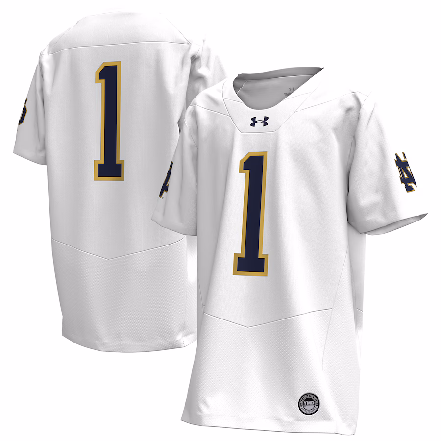 Youth Under Armour #1 White Notre Dame Fighting Irish Replica Football Jersey - SUjersey01