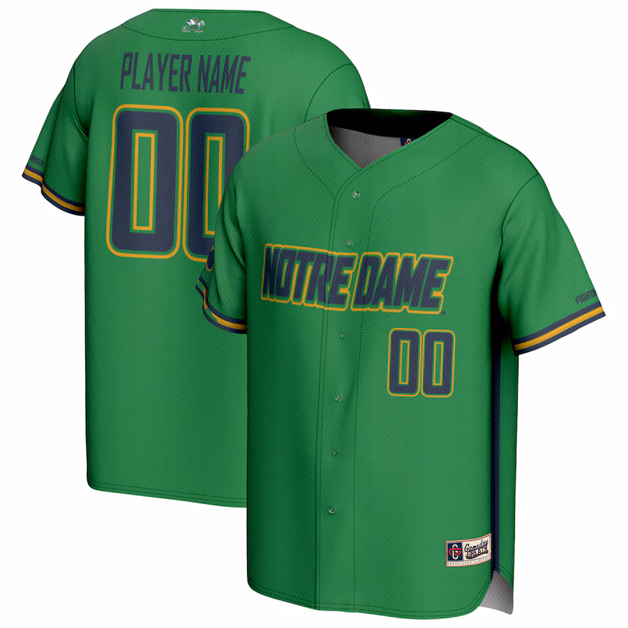 Notre Dame Fighting Irish GameDay Greats Youth NIL Pick-A-Player Baseball Lightweight Jersey - Green - SUjersey01