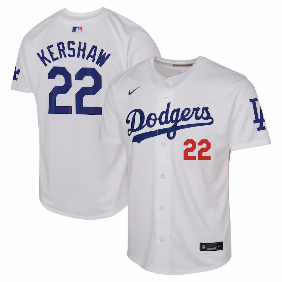 Youth Los Angeles Dodgers Clayton Kershaw Nike White Home Limited Jersey - SUjersey01