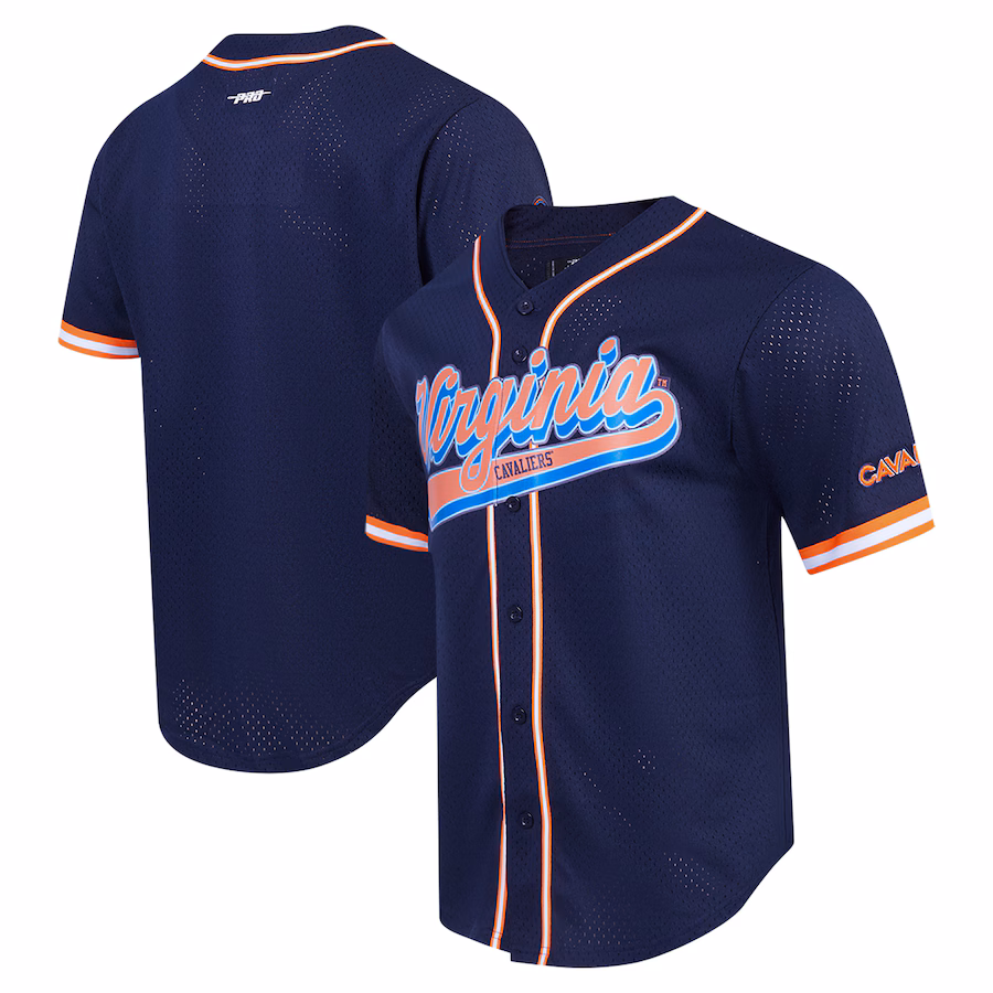 Virginia Cavaliers Pro Standard Mesh Full-Button Replica Baseball Jersey - Navy - SUjersey01