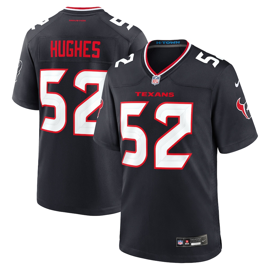 Men's Houston Texans Jerry Hughes Nike Navy Team Game Jersey - SUjersey01