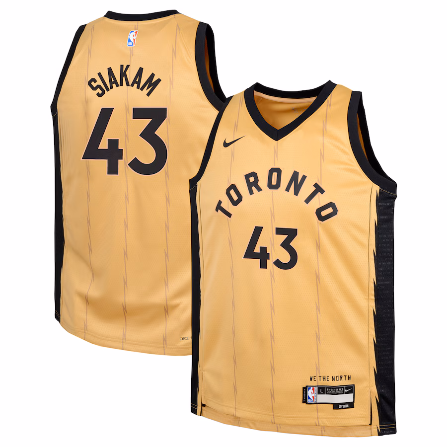 Youth Toronto Raptors Pascal Siakam Nike Gold  Swingman Replica Jersey - City Edition - SUjersey01