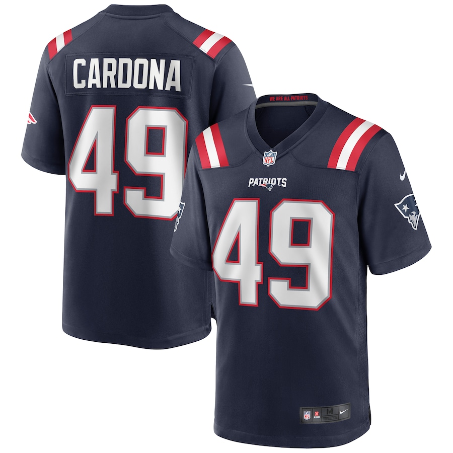 Men's New England Patriots Joe Cardona Nike Navy Game Jersey - SUjersey01