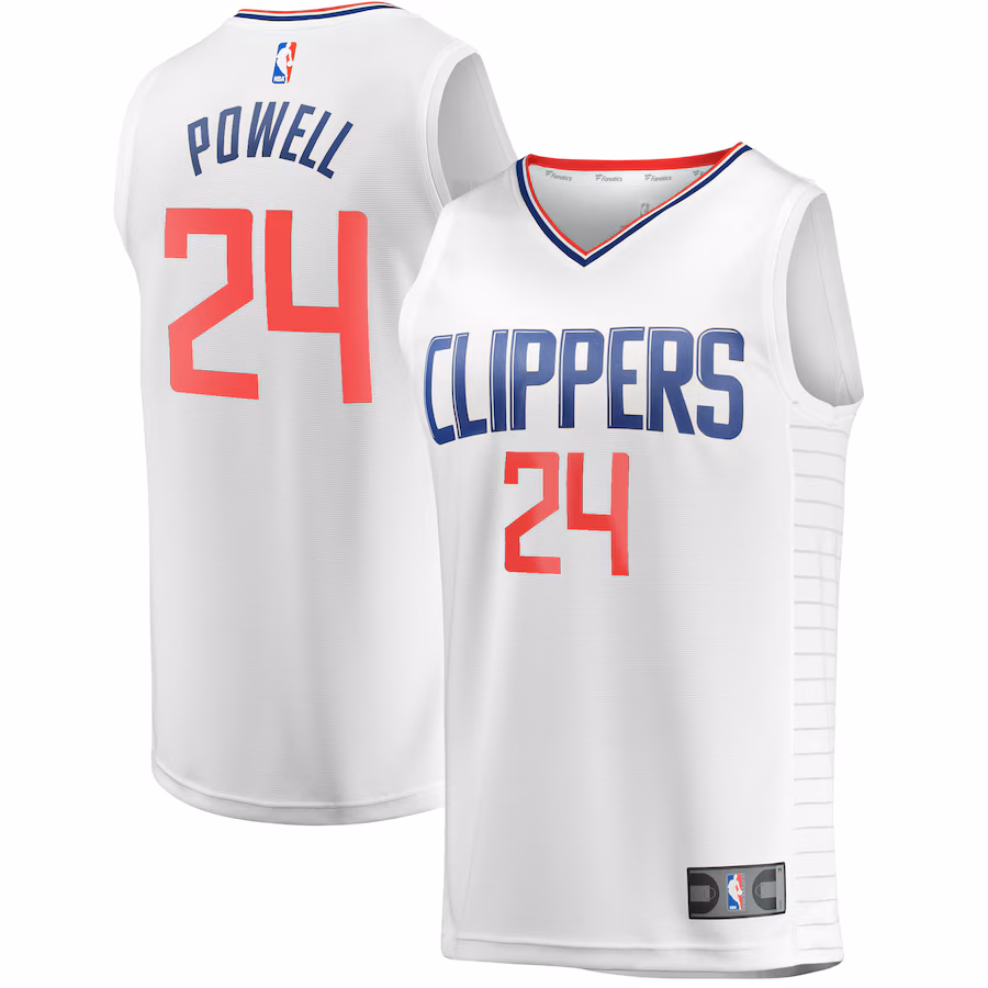 Men's LA Clippers Norman Powell Fanatics White Fast Break Player Jersey - Association Edition - SUjersey01