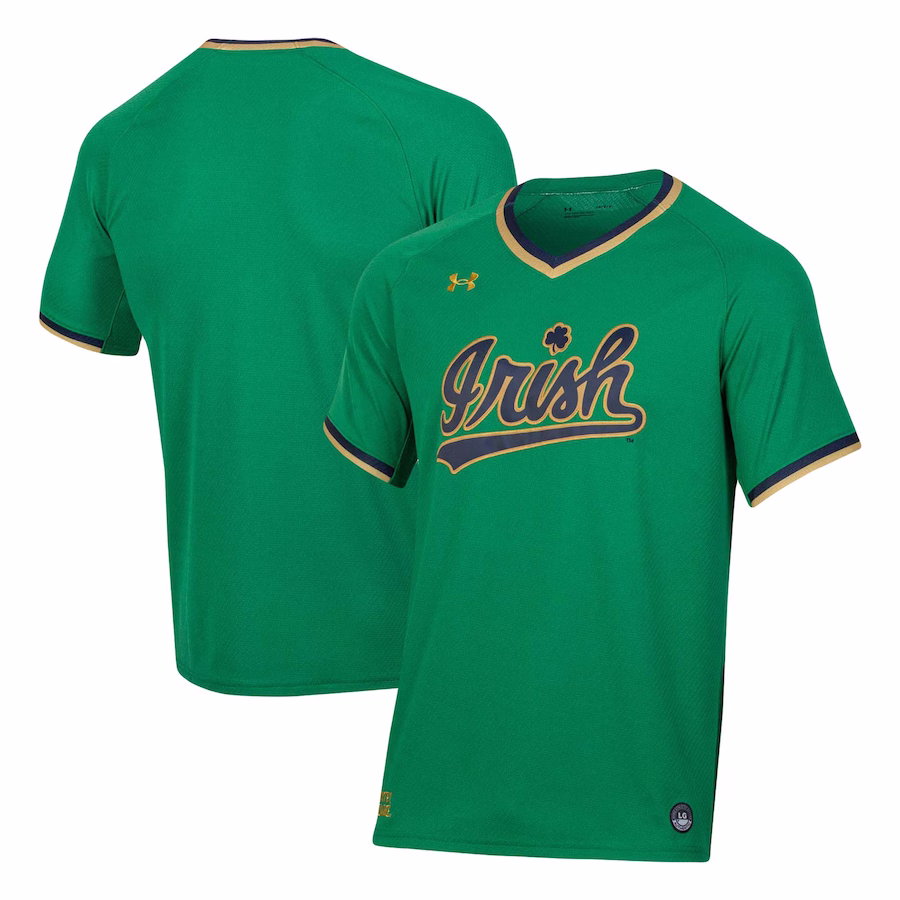 Notre Dame Fighting Irish Under Armour Softball V-Neck Jersey - Green - SUjersey01
