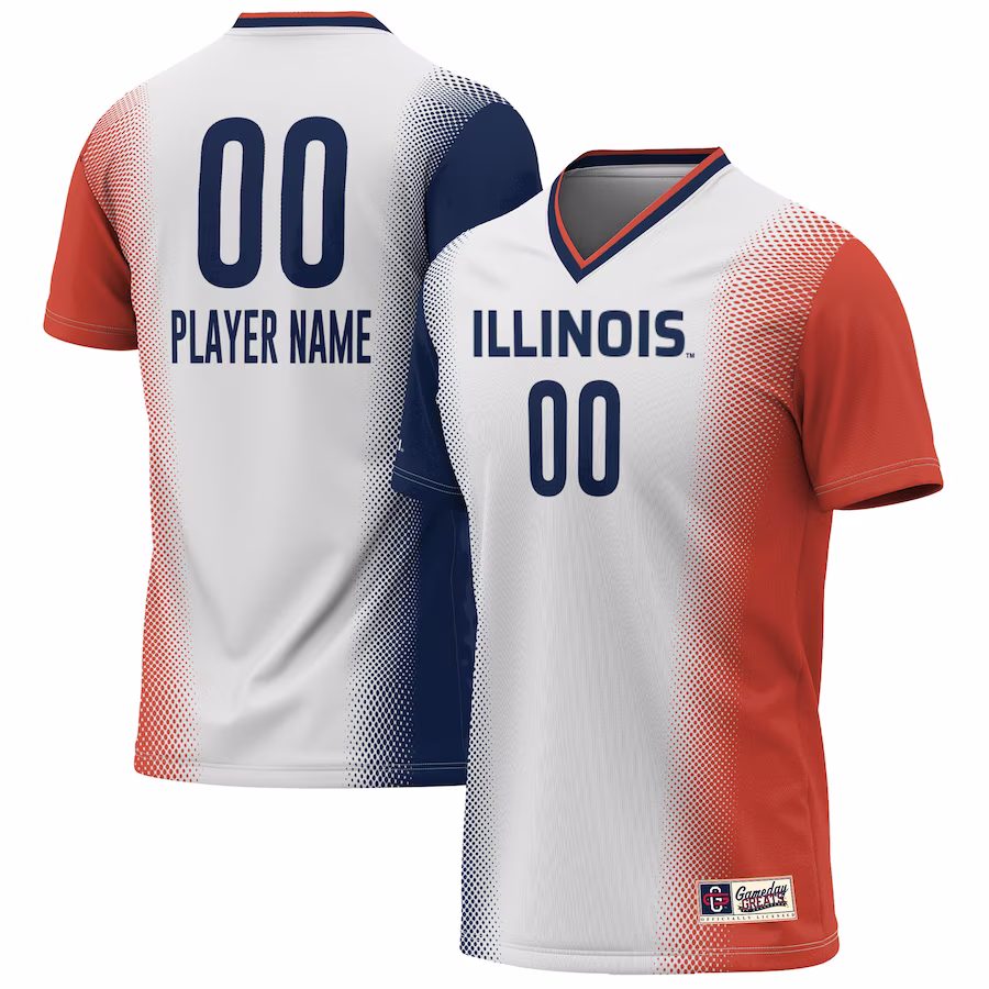 Illinois Fighting Illini GameDay Greats Unisex Pick-A-Player NIL Lightweight Soccer Jersey - White - SUjersey01