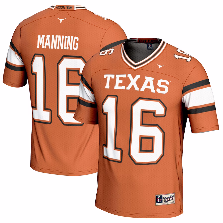 Arch Manning Texas Longhorns GameDay Greats NIL Player Football Jersey - Texas Orange - SUjersey01