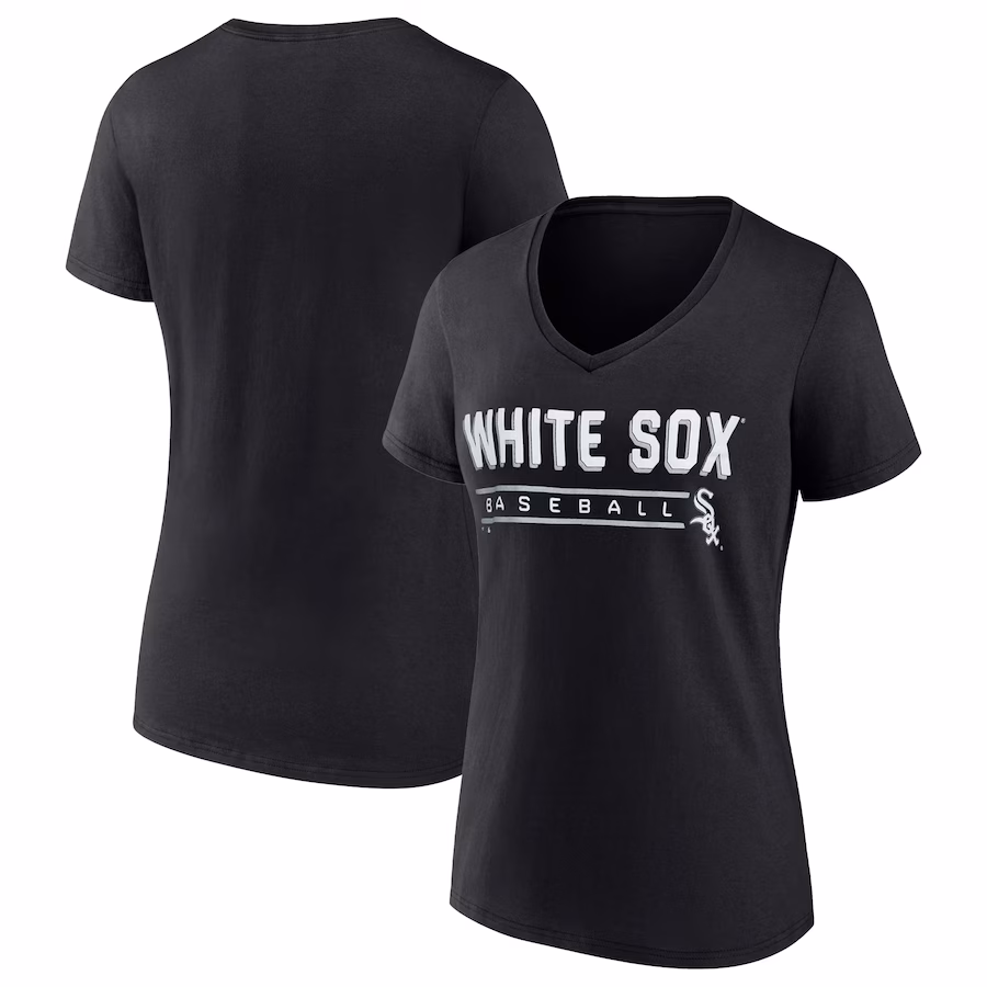 Women's Chicago White Sox Fanatics Black One & Only V-Neck T-Shirt - SUjersey01