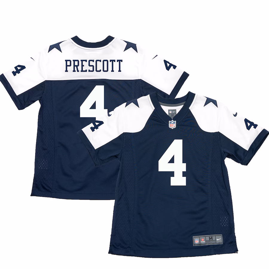 Youth Dallas Cowboys Dak Prescott Nike Navy Throwback Game Jersey - SUjersey01