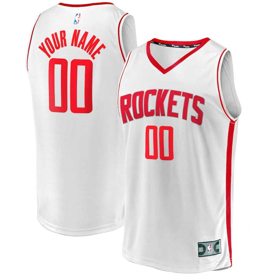 Youth Houston Rockets  Fanatics White Fast Break Replica Custom Jersey - Association Edition - SUjersey01