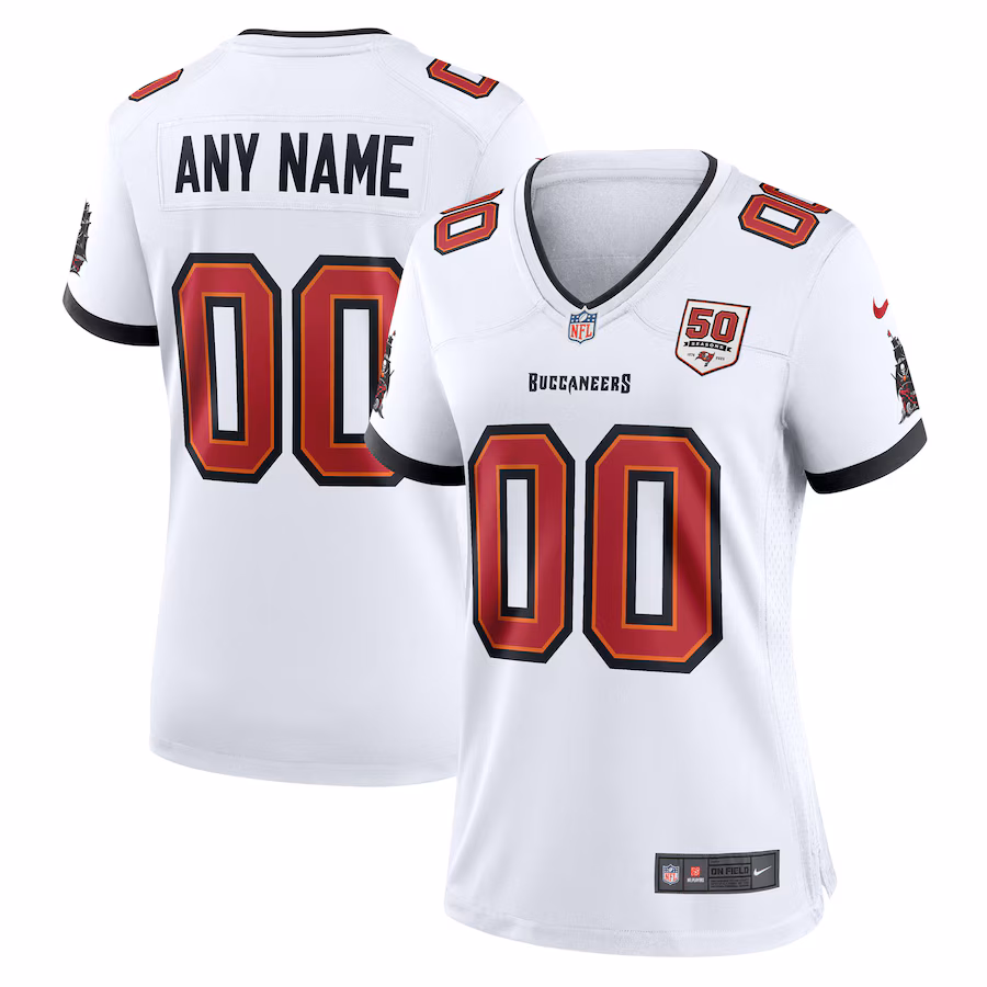 Women's Tampa Bay Buccaneers Nike White 50th Anniversary Custom Game Jersey - SUjersey01