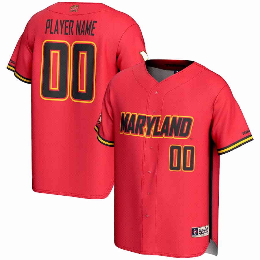 Maryland Terrapins GameDay Greats NIL Pick-A-Player Lightweight Baseball Jersey - Red - SUjersey01