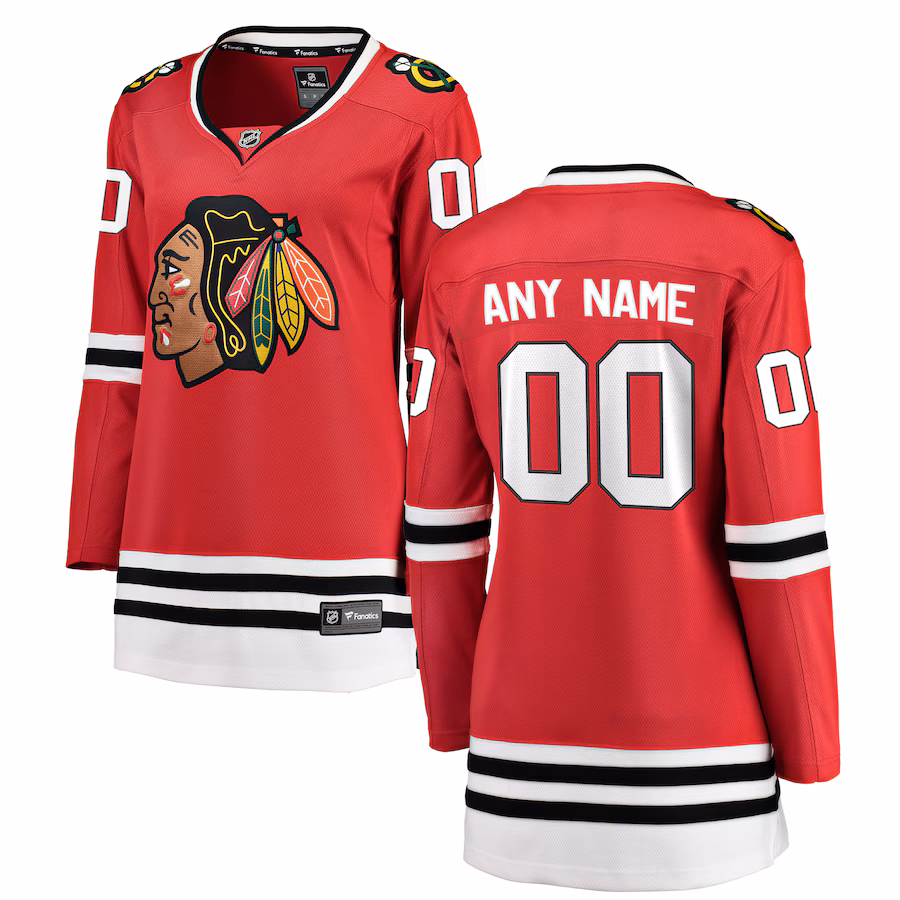 Women's Chicago Blackhawks Fanatics Red Home Breakaway Custom Jersey - SUjersey01