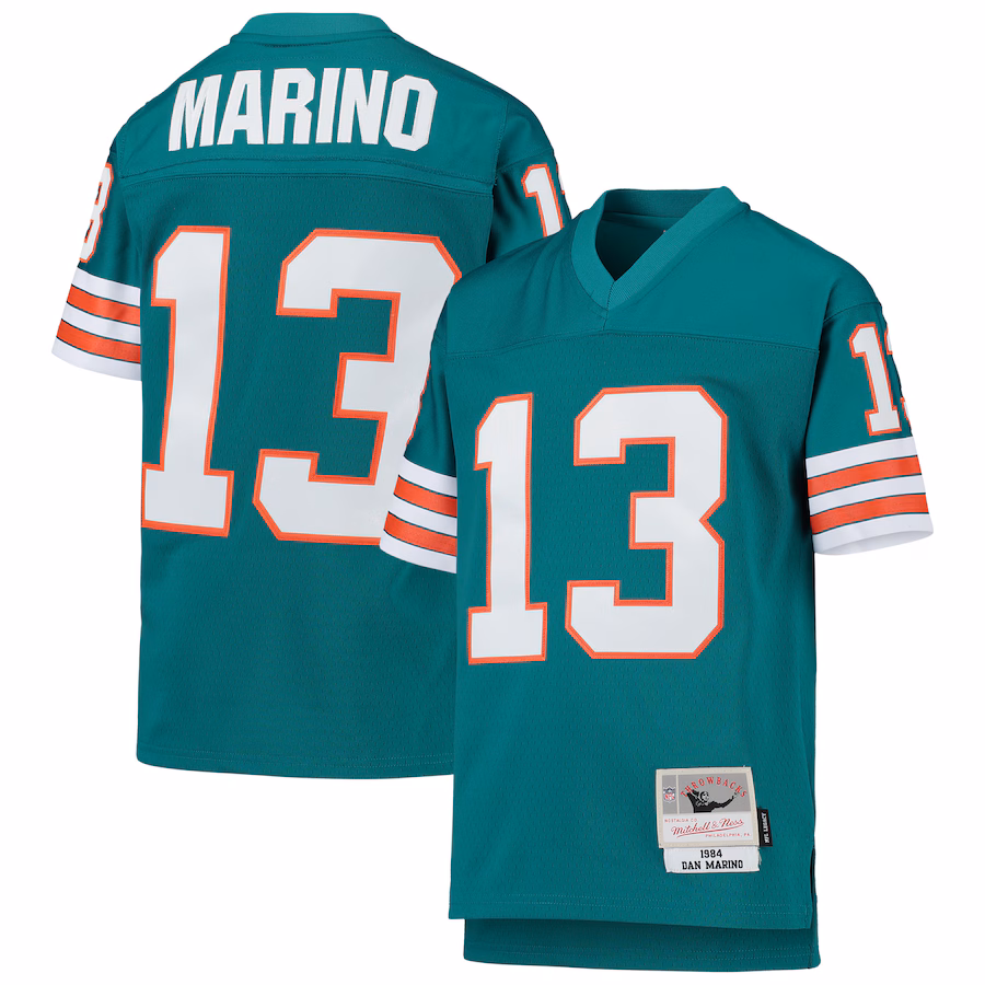 Youth Miami Dolphins Dan Marino Mitchell & Ness Aqua 1984 Legacy Retired Player Jersey - SUjersey01