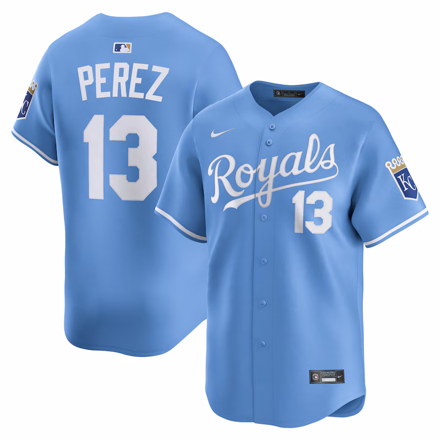 Men's Kansas City Royals Salvador Perez Nike Light Blue Alternate Limited Player Jersey - SUjersey01