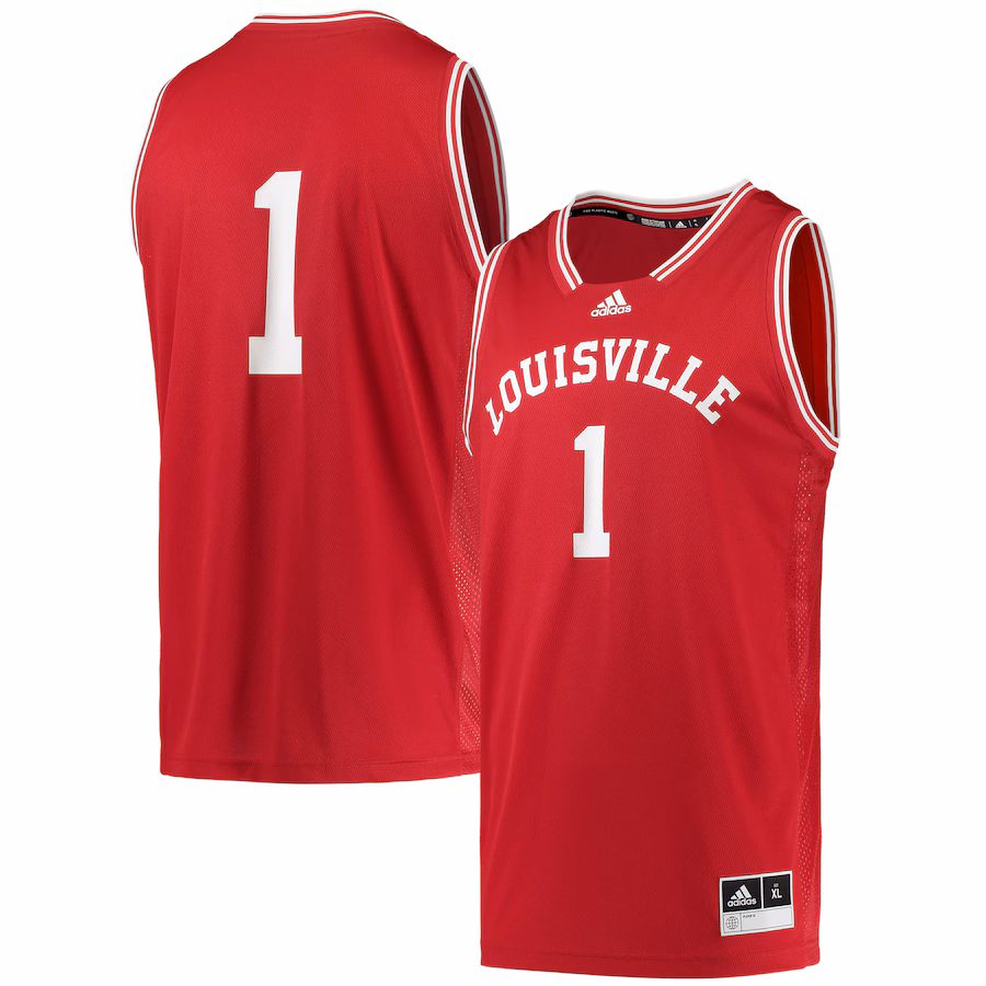 Men's adidas #1 Red Louisville Cardinals Reverse Retro Jersey - SUjersey01