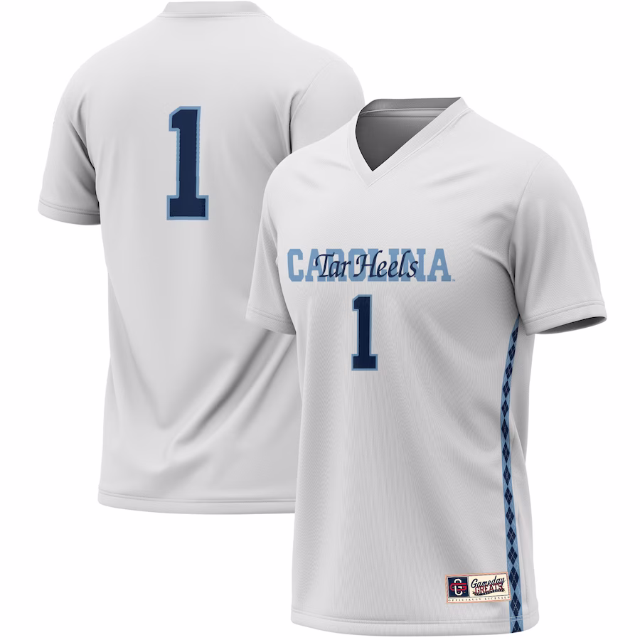 #1 North Carolina Tar Heels GameDay Greats Unisex Women's Soccer Lightweight Fashion Jersey - White - SUjersey01