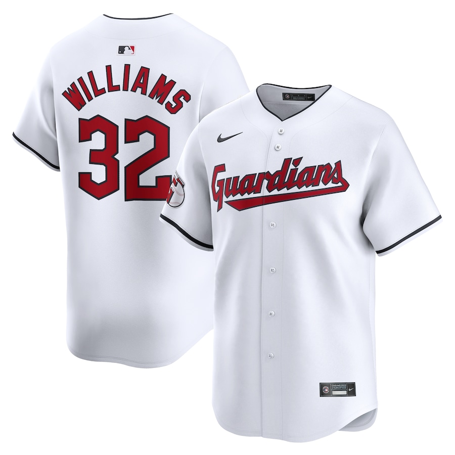 Men's Cleveland Guardians Gavin Williams Nike White Home Limited Player Jersey - SUjersey01