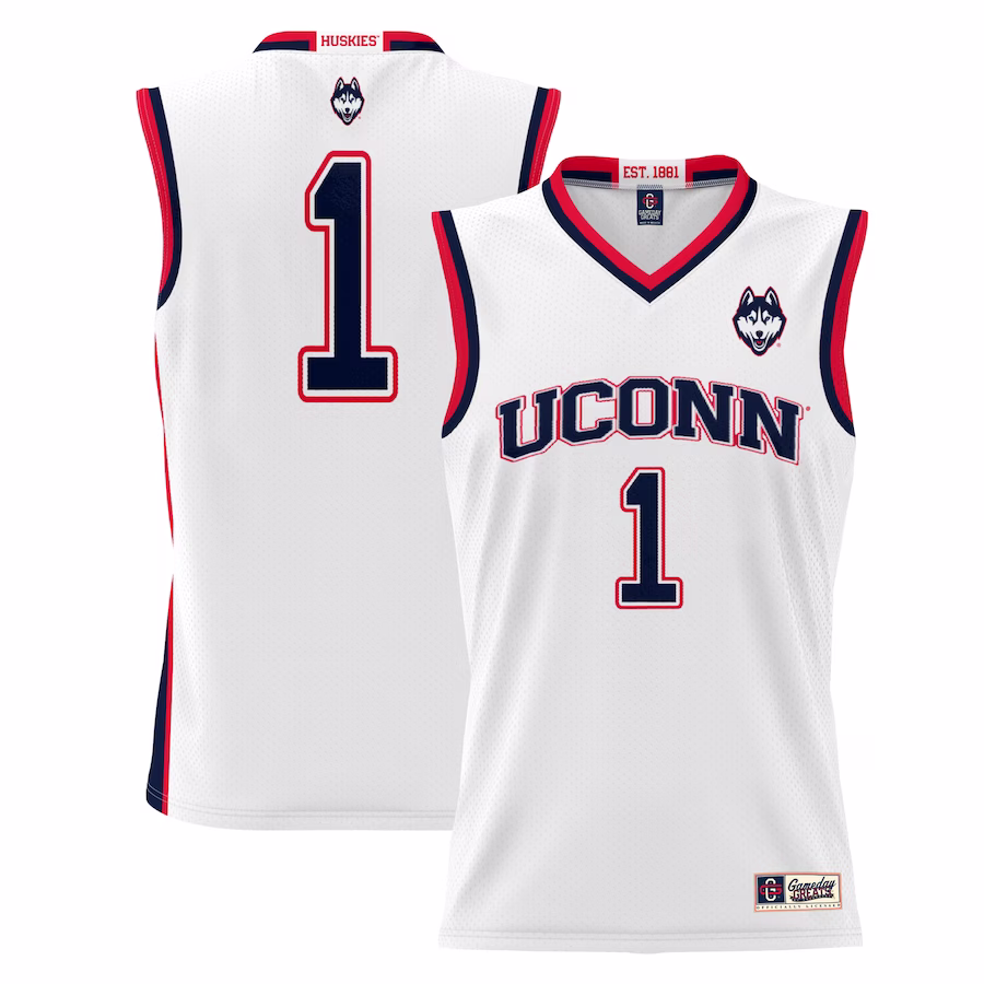 #1  UConn Huskies GameDay Greats  Lightweight Basketball Jersey - White - SUjersey01
